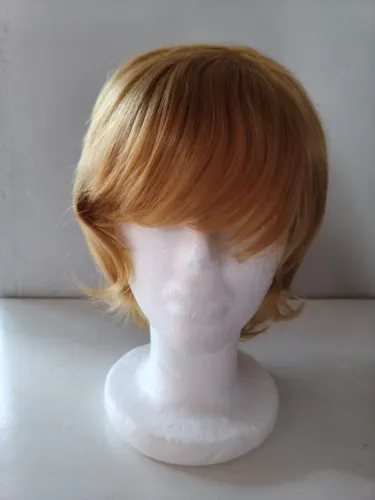 Peruca loira curta sintética cosplay