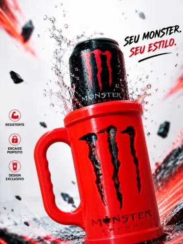 Caneca Porta Energético Monster 