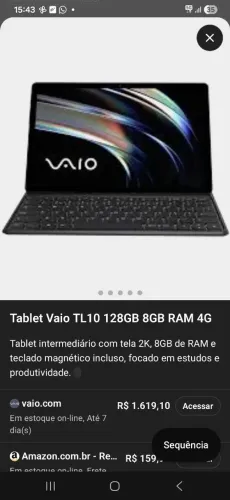 Tablet vaio TL10 128g 8 de Ram