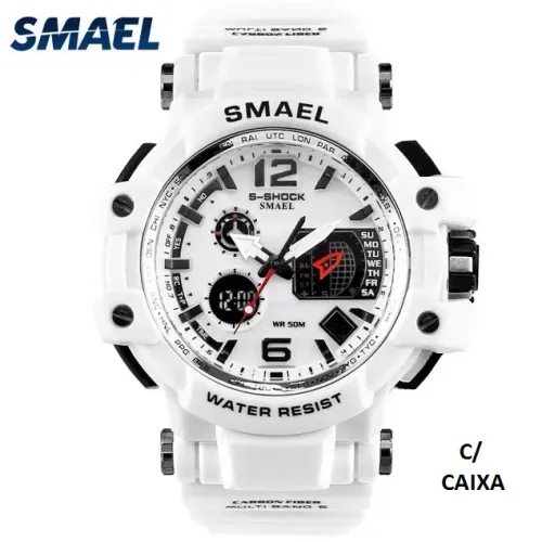 Relógio Smael 1509 Militar G-Shock Branco Prova D'água Original C/ Caixa