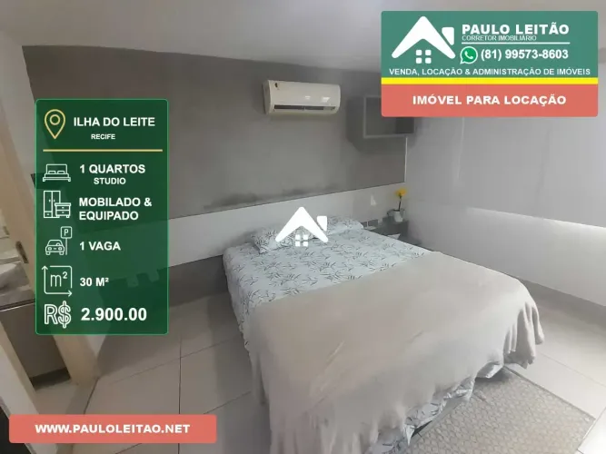 Estudio Ilha do Leite no Recife Mobiládo e equipado por 2900 reais mensais