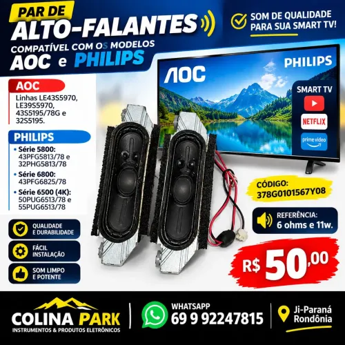 Par de Alto-Falantes Smarttv AOC LE 43S5970 e Philips Série 5800