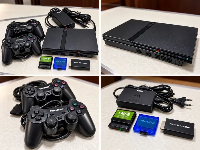 PlayStation 2 Slim + 2 Controles + Adaptador HDMI