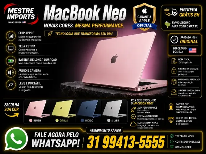 MacBook Neo 8GB RAM 256GB SSD Novo Lacrado Garantia Apple