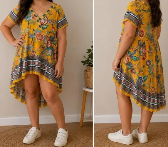 Vestido Infantil Amarelo Floral Goho GG - Mullet