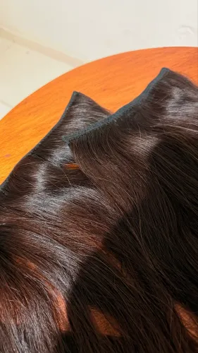 Mega Hair 2 telas 100% humano 55cm 100g castanho