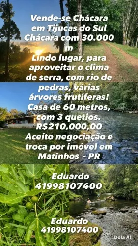 Chácara em tijucas do sul