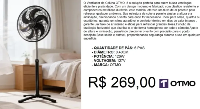 Ventilador de coluna - compre hoje e receba em até 72 horas 