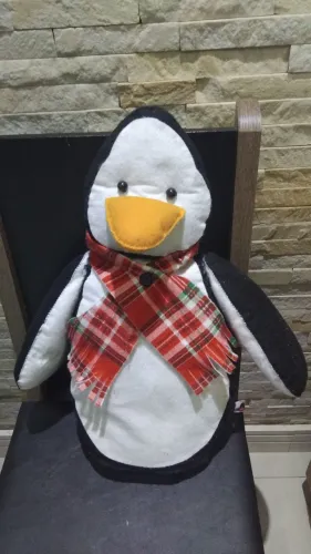 Pinguim De Pano Decorativo Natal 50x27cm Artesanal