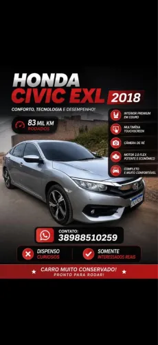 Honda Civic Sedan EXL 2.0 Flex 16V Aut.4p 2018