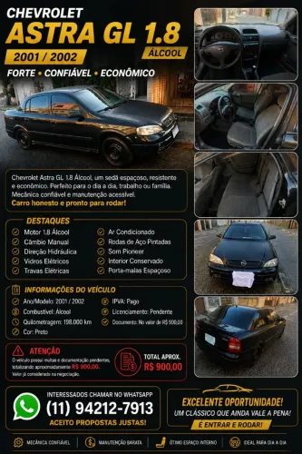 Chevrolet Astra Sedan/ GL Sedan 1.8 MPFI 4P (álcool) 2027