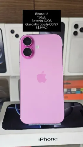 iPhone 16 rosa bateria 100% na garantia apple