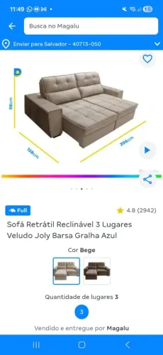 Sofa novo 4 meses de uso 