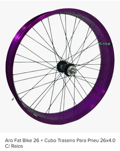 Aro Fat Bike 26 + Cubo Traseiro Para Pneu 26x4.0 Com Raios.<br>380 reais.