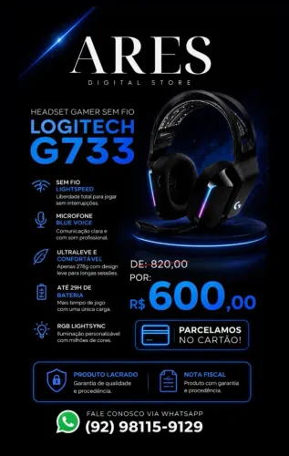 HEADSEAT GAMER SEM FIO LOGITECH G733