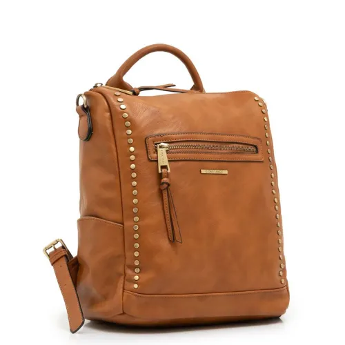 Mochila Enfeites Tachas Caramelo
