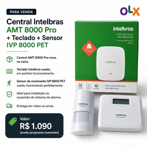 KIT CENTRAL AMT 8000 INTELBRAS