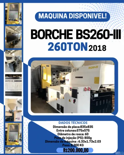 Máquina Injetora Borche BS260-III | 260 Ton | 2018