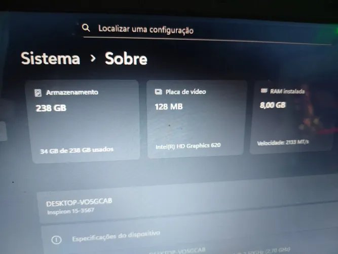 notebook Dell Inspiron 3567 bateria nova com teclado mecânico