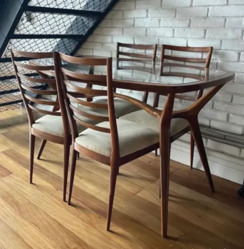 mesa de jantar + 4 cadeiras - original vladimir kagan - 1957