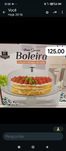 Boleira c tampo de vidro