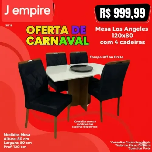 Mesa de jantar 4 cadeiras