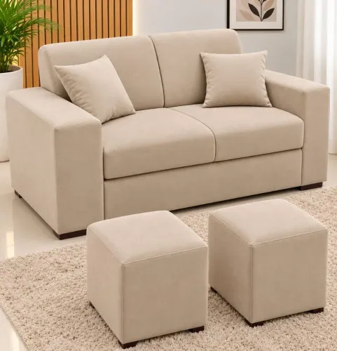 Sofá com pufs promoção entrega grátis
