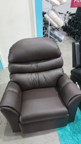 Poltrona Reclinavel Marrom e Preto Couro