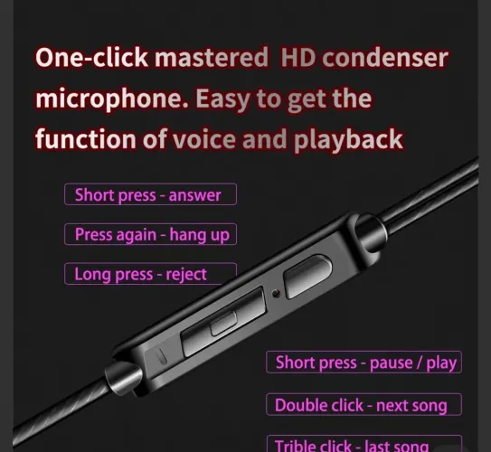 Fone de ouvido com fio com microfone cobre driver fone de ouvido esportivo 