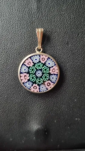 Pingente de Murano - Prata 925 - Millefiori /Veneza