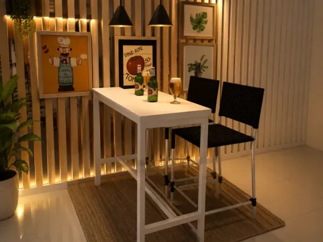 Mesa Alta Delluxe Wood. Alto Padrão: L120cm x P40cm X A90cm