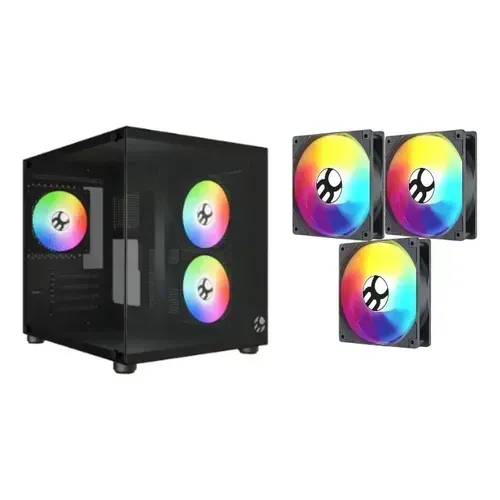 Gabinete Gamer Aquário Com 3 Fans Rgb Bg-064 Pure Pro Preto