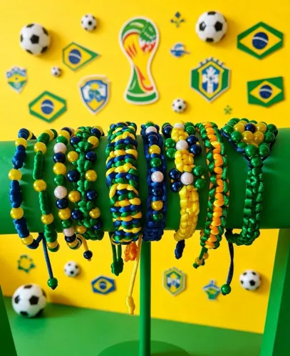 Pulseiras artesanais inspiradas na seleção Brasileira ?