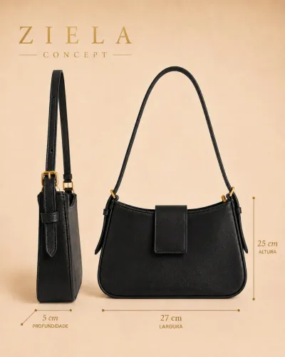 Bolsa Baguette Couro Legítimo Exclusivo ZIELA CONCEPT