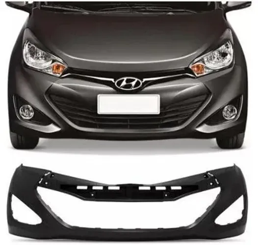 Parachoque Hyundai HB20 2013 à 2015 - Furo Farol Auxiliar - Preto Liso - DTS