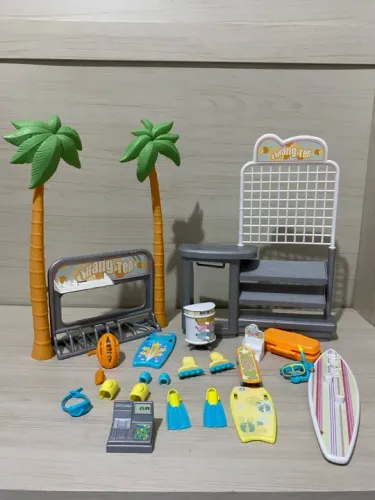 Playset antigo Barbie Califórnia Girl shopping 2003 loja de surf Hang ten