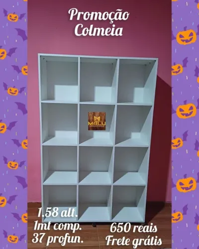 Estante de Mdf Colmeia 12 Nichos - Branca