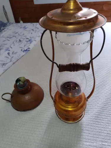 Lampião e lamparina de cobre puro 