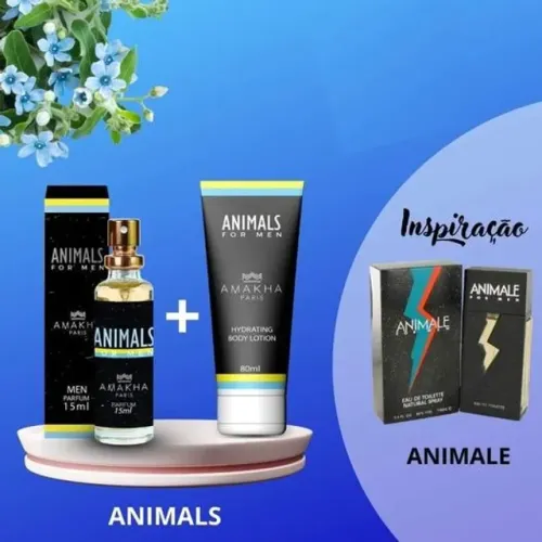 Kit Perfume mais Creme hidratante Animals Amakha Paris Masculino.