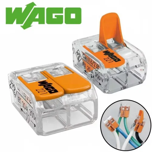 Kit 5 Conectores Wago 221 6mm Para Chuveiro e Instalações Elétricas