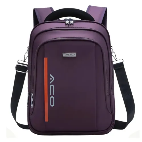 Mochila Para Notebook até 14" Unissex à Prova D'Água com Alça Lateral Cor Roxo - Aco 