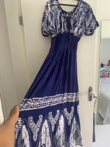Vestido Longo Azul Estampado