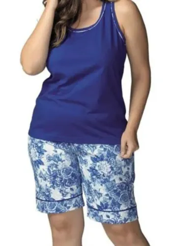 Conjunto Pijama Feminino Azul Floral