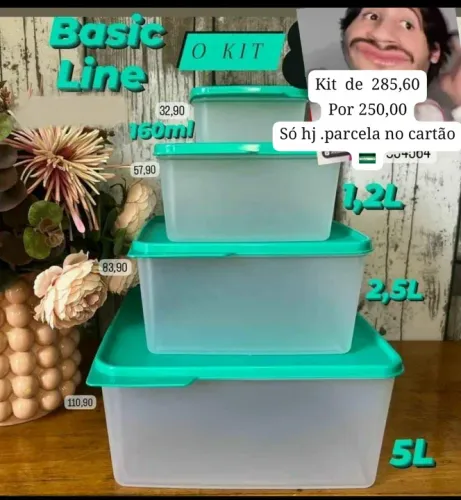 Kit de potes Basic Line 160ml, 1,2L, 2,5L e 5L