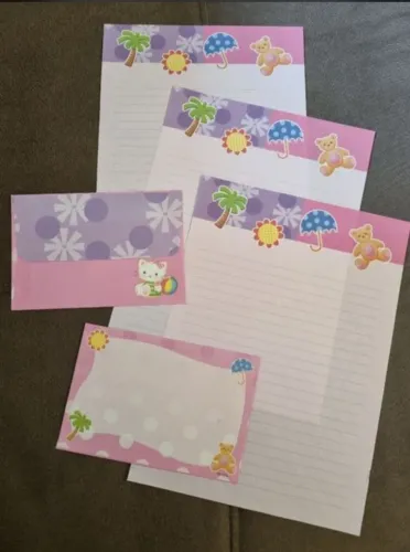 3 papéis de carta e 2 envelopes - anos 80