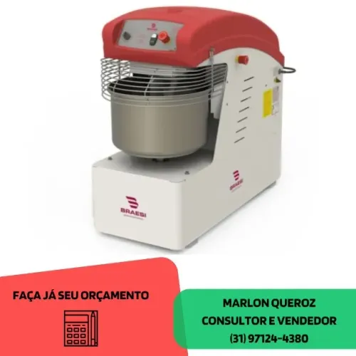 Amassadeira Espiral 25 Kg 2 Velocidades Trifásico Braesi 380V Nova