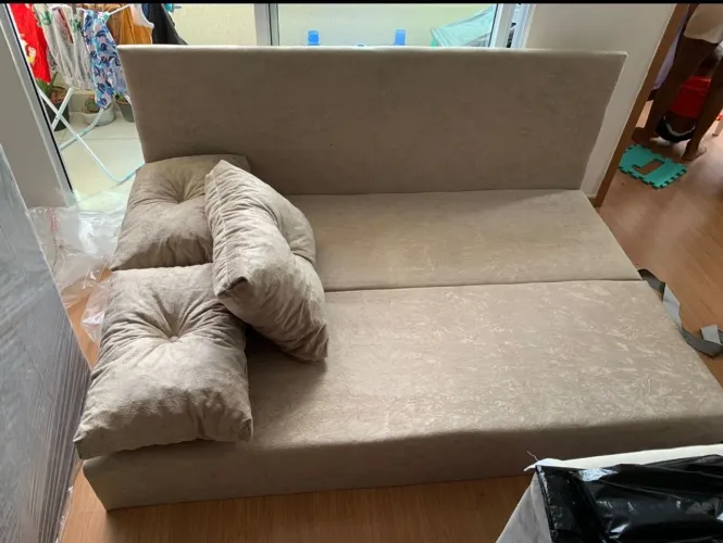 Sofá Cama Bege Simples- DIRETO DA FÁBRICA 