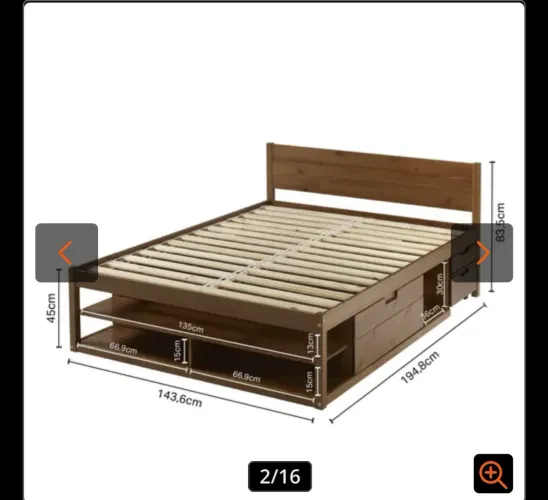 Cama Casal Multifuncional Madeira Maciça Irara CabeCasa MadeiraOriginals Caramelo