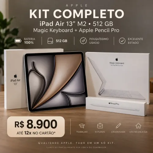 KIT COMPLETO APPLE - iPad Air 13 M2 + Magic Keyboard + Apple Pencil Pro