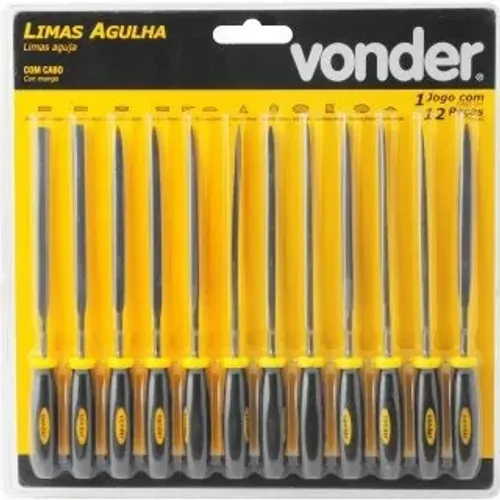 Jogo de limas agulha com cabo, com 12 peças, VONDER43.11.000.012